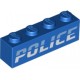 LEGO kocka 1x4 'POLICE' felirat mintával, kék (1414)